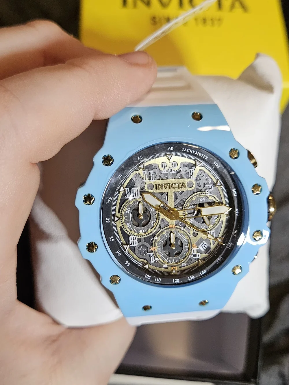 Invicta Racing Vaulthan Blue and Gold Chronograph Watch New In Box With Tags